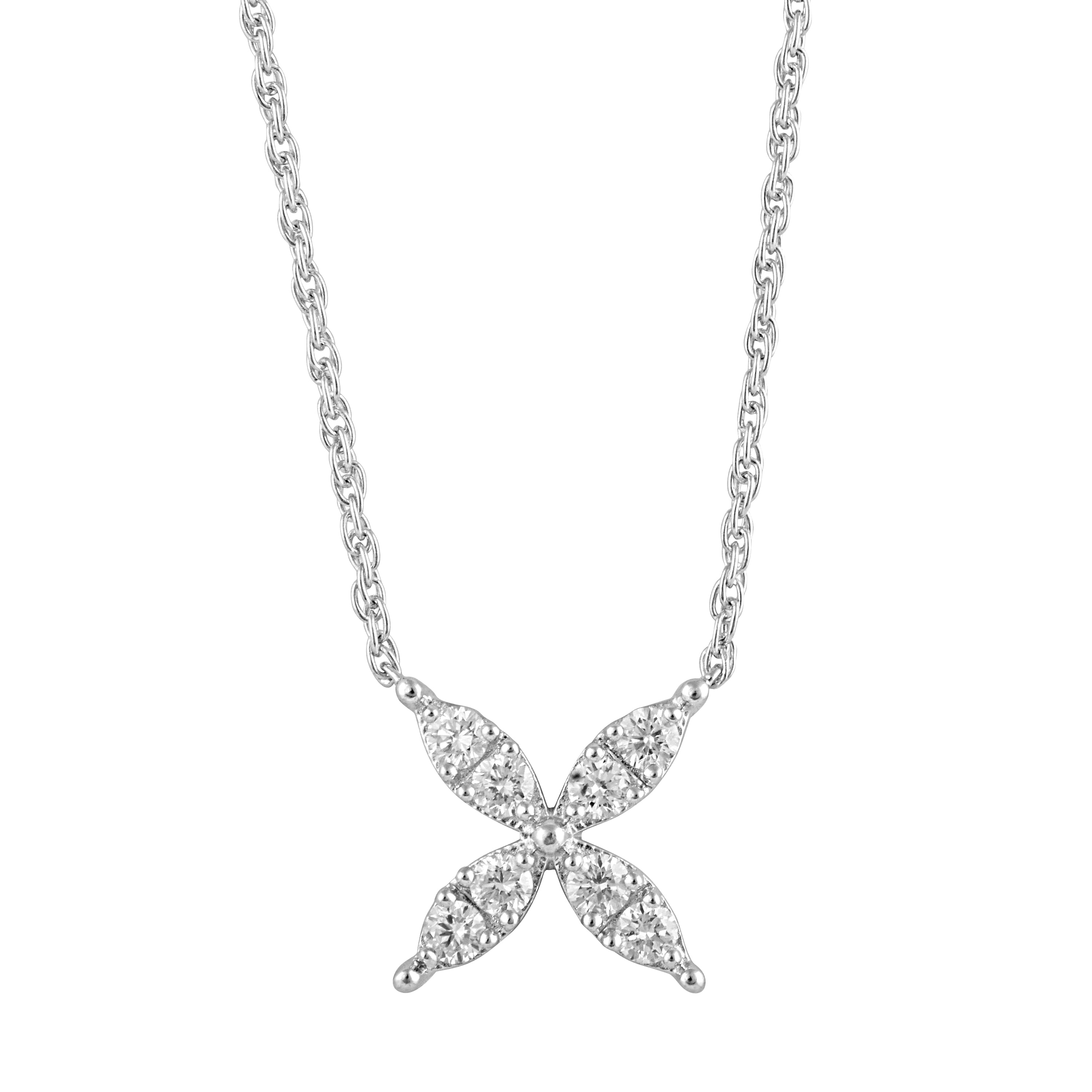 Unique Moments 1/5 Ct Lab Grown Diamond Floral Pendant Necklace in Silver for Women (H-I, SI-I1) 18"