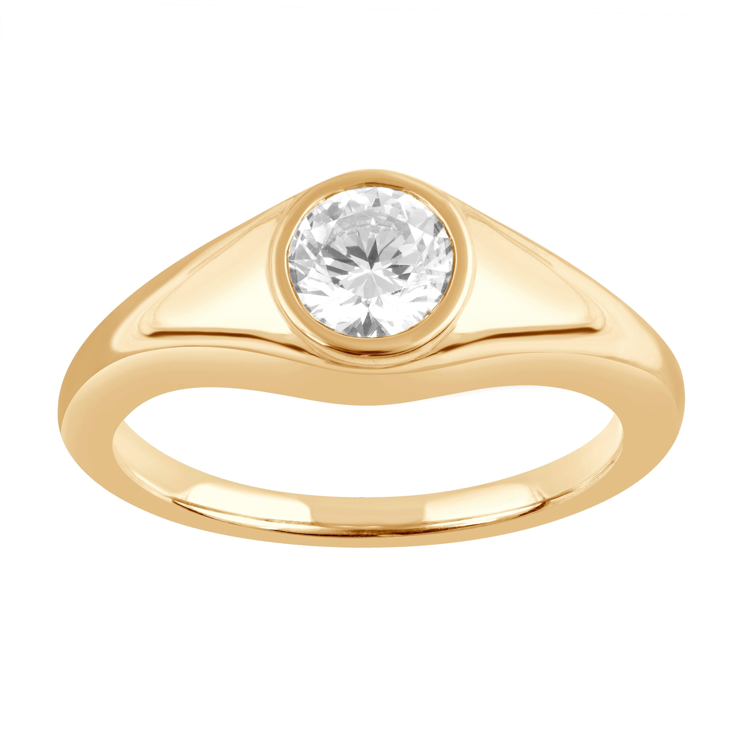 Unique Moments 1.5 Ct Round Cut Lab Grown Diamond Solitaire Ring in Silver over Yellow Plated