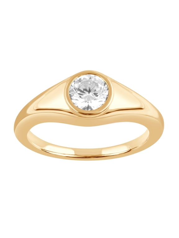 1.5 Ct Round Cut Lab Grown Diamond Solitaire Ring in Silver over Yellow Plated