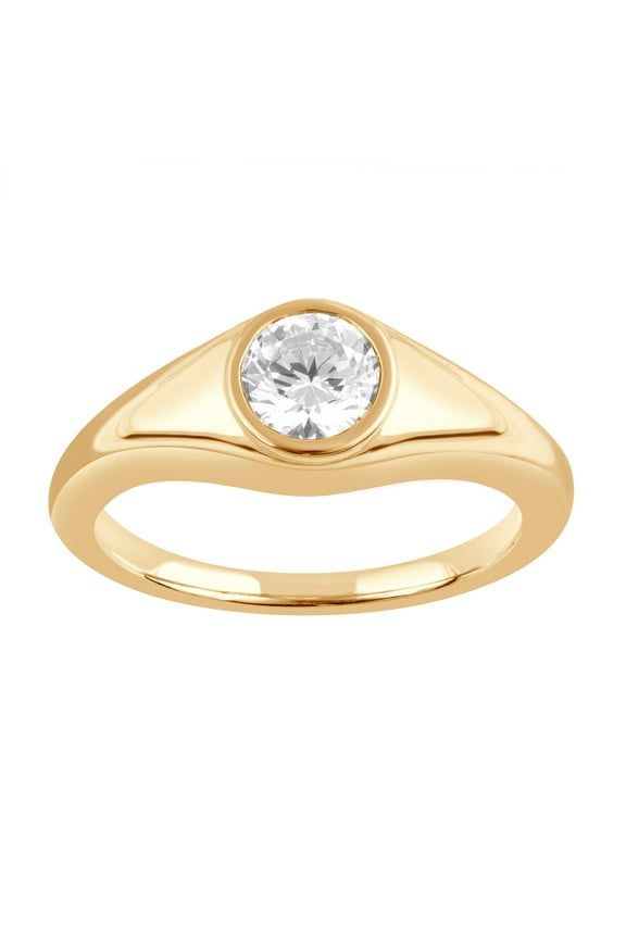 0.62 Ctw Round Lab Grown Diamond Ring in Sterling Silver over Yellow Plated for Women