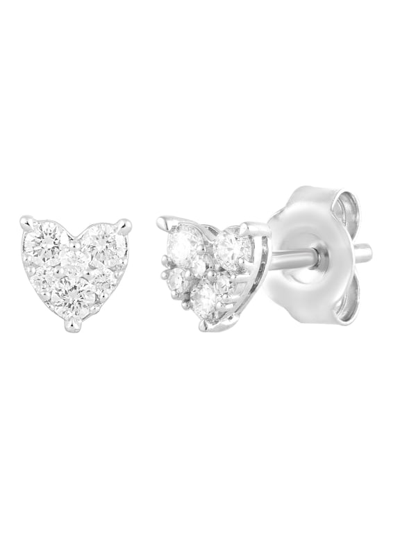 1/5 Ct Round Lab Grown Diamond Heart Stud Earring in Silver for Women (H-I, SI-I1)
