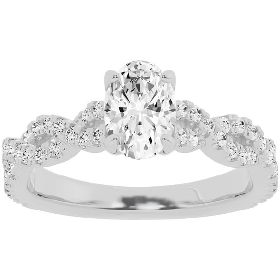 Unique Moments 1.5 ct Lab Grown Oval Diamond Infinity Solitaire Engagement Ring 10K White Gold