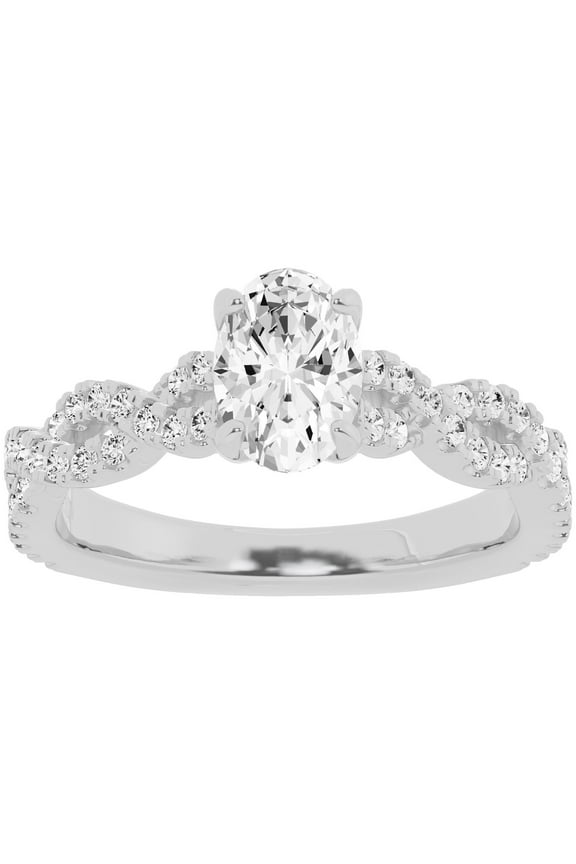Unique Moments 1.5 ct Lab Grown Oval Diamond Infinity Solitaire Engagement Ring 10K White Gold