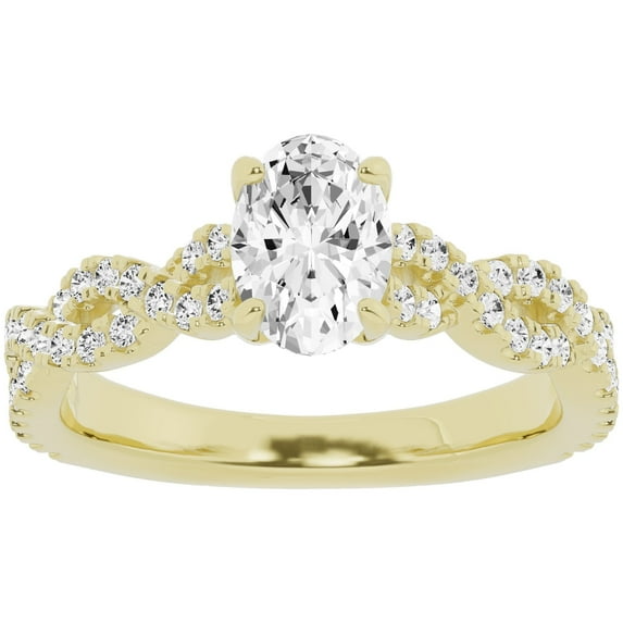 Unique Moments 1.5 ct Lab Grown Oval Diamond Infinity Solitaire Engagement Ring 14K Yellow Gold