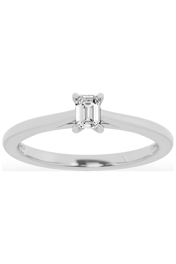 Unique Moments 1.50 Carat Solitaire 4-Prong Lab Grown Emerald-Cut Diamond Engagement Ring 14K White Gold