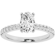 UNIQUE DESIGNS INC. Unique Moments 1.50 Ct Diamond Solitaire With Accents Oval Engagement Ring 10k White Gold