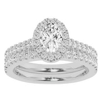 Unique Moments 1.50 Ctw Lab Grown Oval Halo Diamond Engagement Matching Wedding Ring Set 10K White Gold