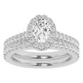 thumbnail image 1 of Unique Moments 1.50 Ctw Lab Grown Oval Halo Diamond Engagement Matching Wedding Ring Set 10K White Gold, 1 of 6