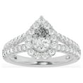 thumbnail image 1 of Unique Moments 1.50 Ctw Lab-Grown Pear Split Shank Halo Diamond Engagement Ring 14K White Gold, 1 of 7