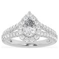 thumbnail image 1 of Unique Moments 1.50 Ctw Lab-Grown Pear Split Shank Halo Diamond Engagement Ring 14K White Gold, 1 of 7