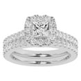 thumbnail image 1 of Unique Moments 1.50 Ctw Lab Grown Princess Halo Diamond Engagement Matching Wedding Ring Set 10K White Gold, 1 of 6