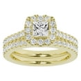 thumbnail image 1 of Unique Moments 1.50 Ctw Lab Grown Princess Halo Diamond Engagement Matching Wedding Ring Set 14K Yellow Gold, 1 of 6
