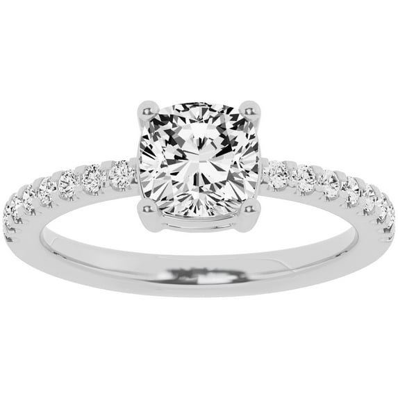 Unique Moments 1.50 ct Lab Grown Cushion Cut Diamond Engagement Solitaire Ring 10K White Gold
