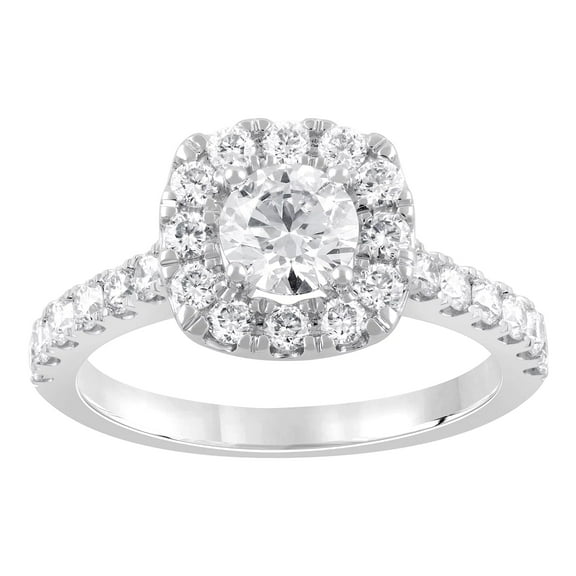 Unique Moments 1.50 ct Lab Grown Diamond Cushion Halo Engagement Ring in 14K White Gold