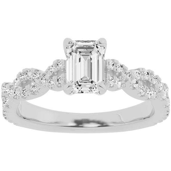 Unique Moments 1.50 ct Lab Grown Emerald Diamond Infinity Solitaire Engagement Ring 10K White Gold