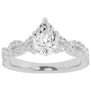 UNIQUE DESIGNS INC. Unique Moments 1.50 ct Lab Grown Pear Diamond Infinity Solitaire Engagement Ring 10K White Gold