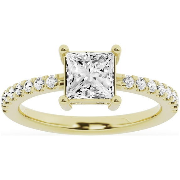Unique Moments 1.50 ct Lab Grown Princess Cut Diamond Engagement Solitaire Ring 14K Yellow Gold