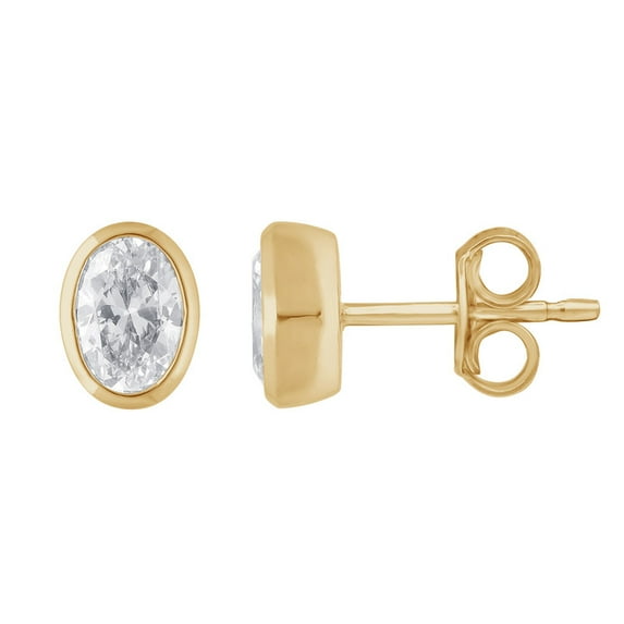 Unique Moments 1.50 ctw Oval Cut Lab Grown Bezel Set Solitaire Diamond Stud Earrings in 14KT Yellow Gold