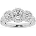 thumbnail image 1 of Unique Moments 1.5ct Lab Grown 3 Stone Halo Diamond Engagement Ring 14K White Gold, 1 of 6