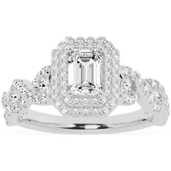 Unique Moments 1.5ct Lab Grown Emerald Cut Diamond Engagement Ring 10K White Gold