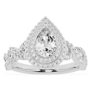DIAMONDMUSE Unique Moments 1.5ct Lab Grown Pear Cut Diamond Engagement Ring 10K White Gold