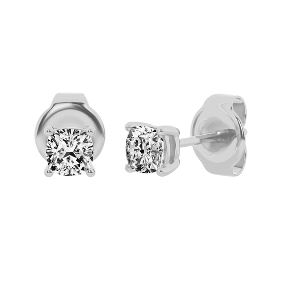 Unique Moments 1 Carat Lab Grown Cushion Cut Diamond Stud Earrings for Women 14K White Gold