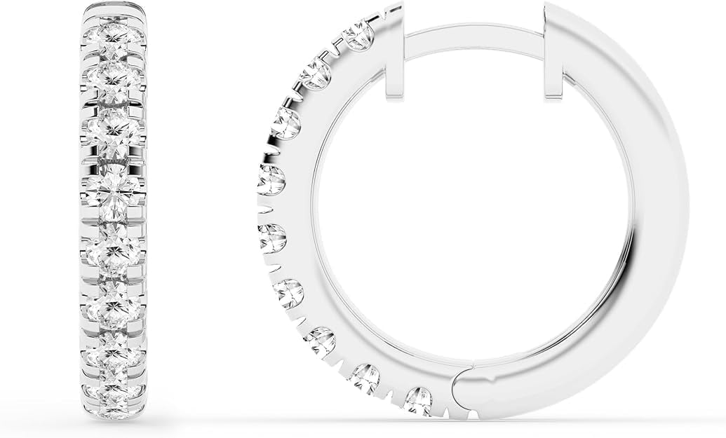 Unique Moments 1 Carat Round Lab Grown Diamond Hoop Earrings for Women in Sterling Silver Jewelry for Women (G-H,SI2-I1)