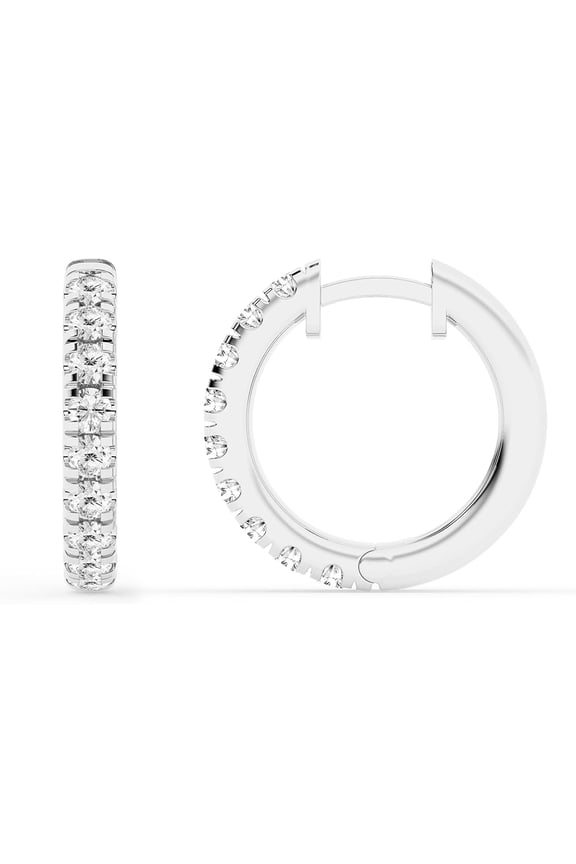 Unique Moments 1 Carat Round Lab Grown Diamond Hoop Earrings for Women in Sterling Silver Jewelry for Women (JK,I1-I2)