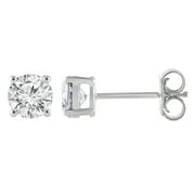 Unique Moments 1 Carat Round Lab Grown Diamond Stud Earrings in 10K White Gold for Women (J, SI-I1)