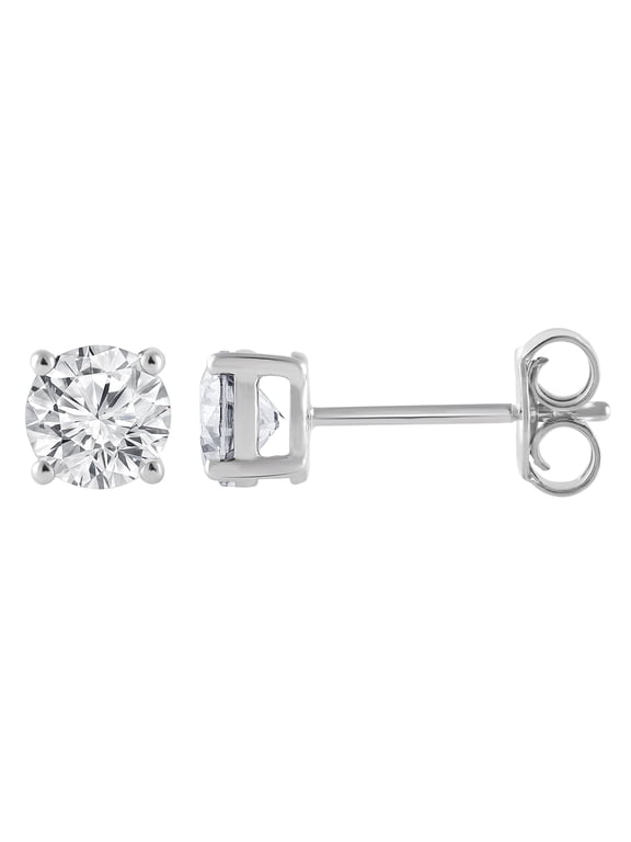 1 Carat Round Lab Grown Diamond Stud Earrings in 10K White Gold for Women (J, SI-I1)