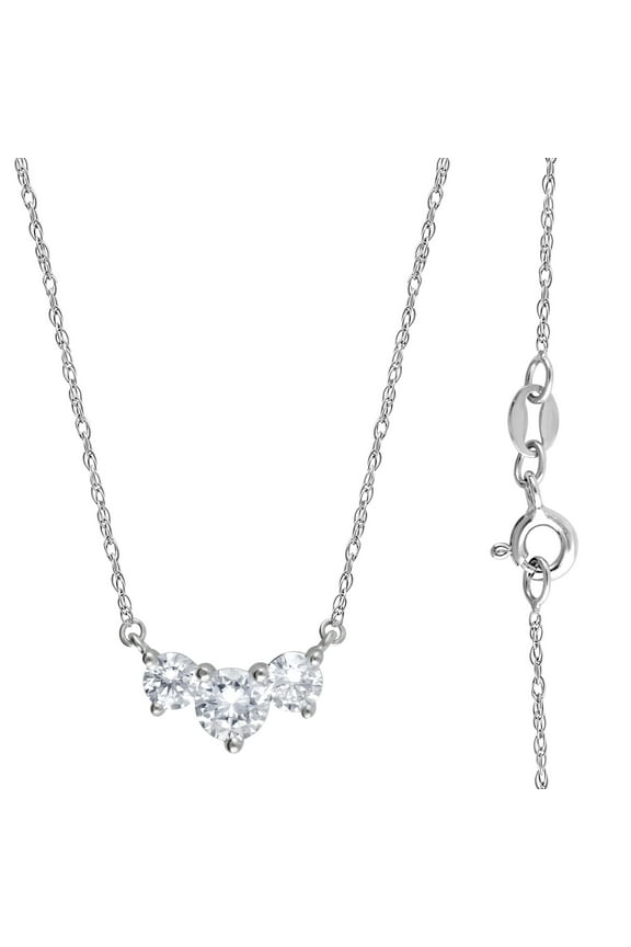1 Ct Lab Grown Diamond Journey Necklace in Sterling Silver,18" for Women