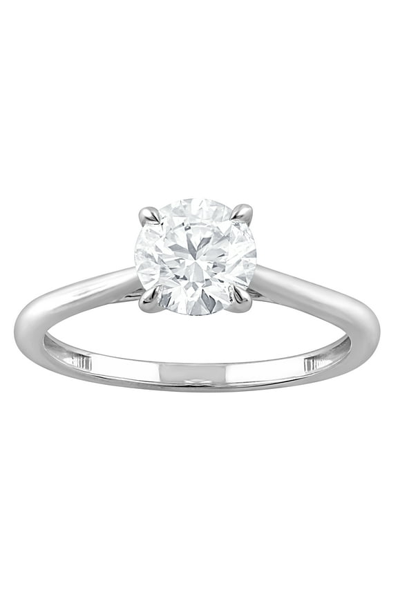 1 Ct Round Cut Lab Grown Diamond Solitaire Ring in 10K Gold or Women (H-I, SI-I1)