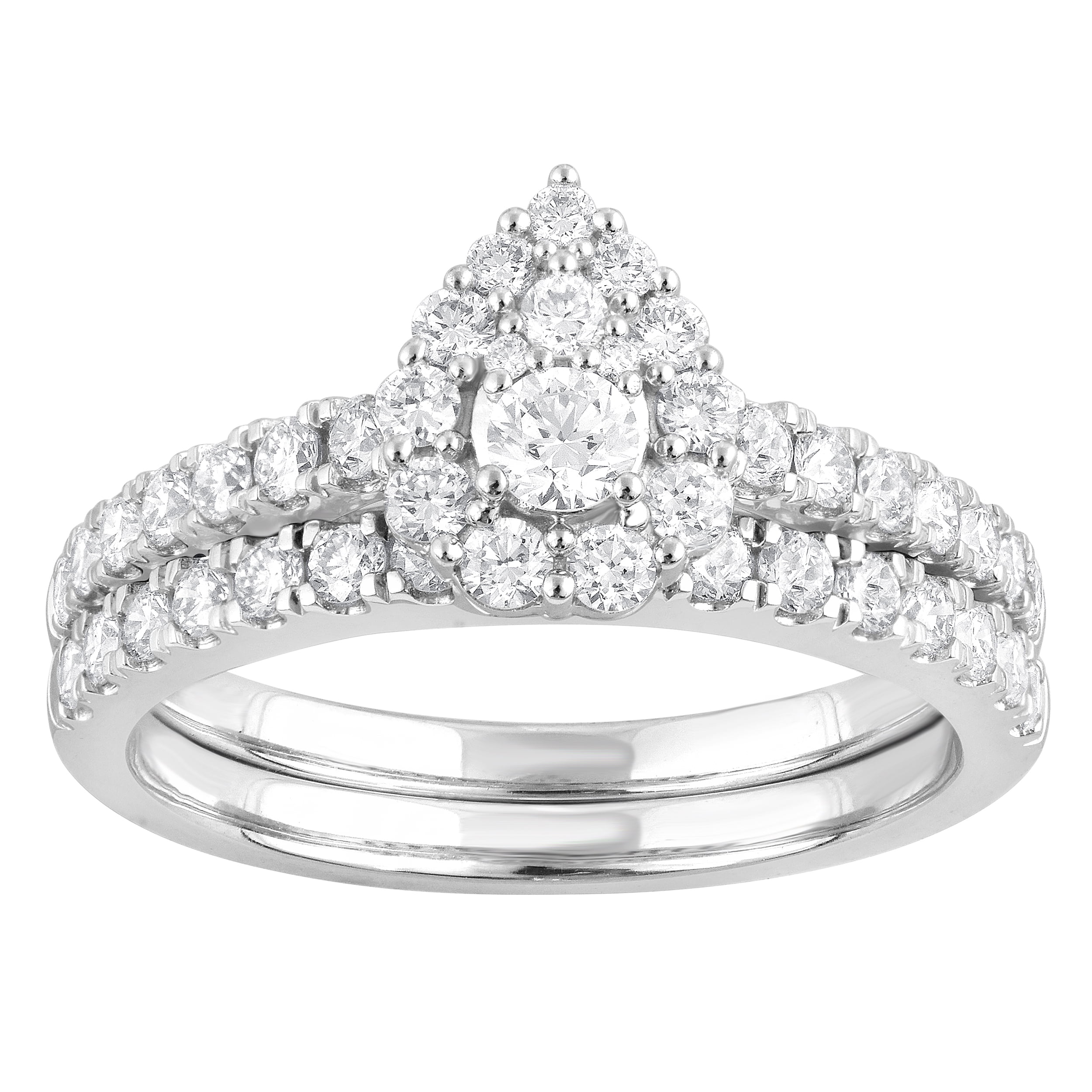 Unique Moments 1 Ct Round Cut Lab Grown Diamond Wedding Bridal Set in 10K White Gold for Women (J, SI-I1)