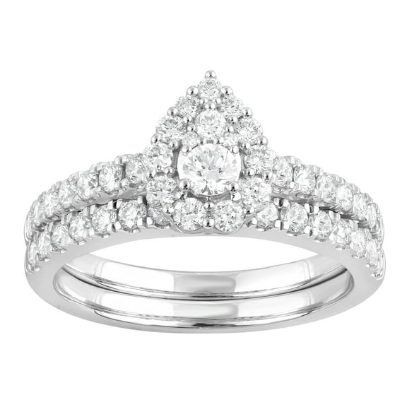 Unique Moments 1 Ct Round Cut Lab Grown Diamond Wedding Bridal Set in 10K White Gold for Women (J, SI-I1)