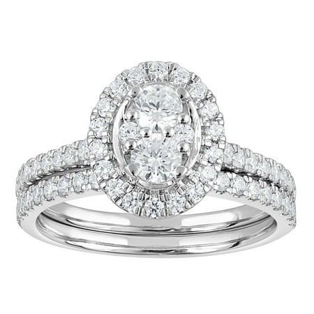 Unique Moments 1 Ct Round Cut Lab Grown Diamond Wedding Ring Set in 10K Gold (H-I, SI-I1)