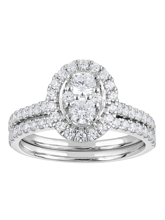 1 Ct Round Cut Lab Grown Diamond Wedding Ring Set in 10K Gold (H-I, SI-I1)