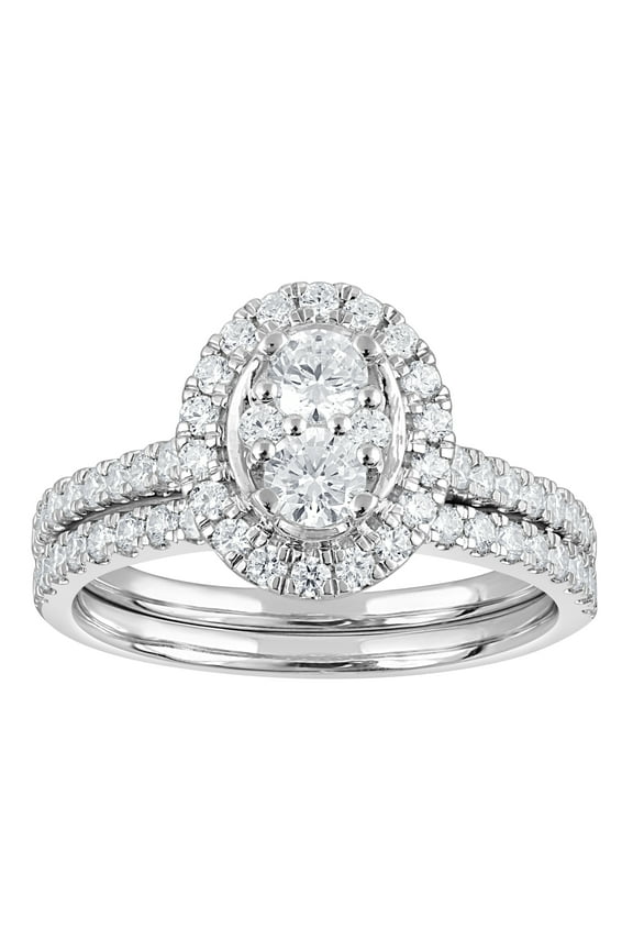 1 Ct Round Cut Lab Grown Diamond Wedding Ring Set in 10K Gold (H-I, SI-I1)