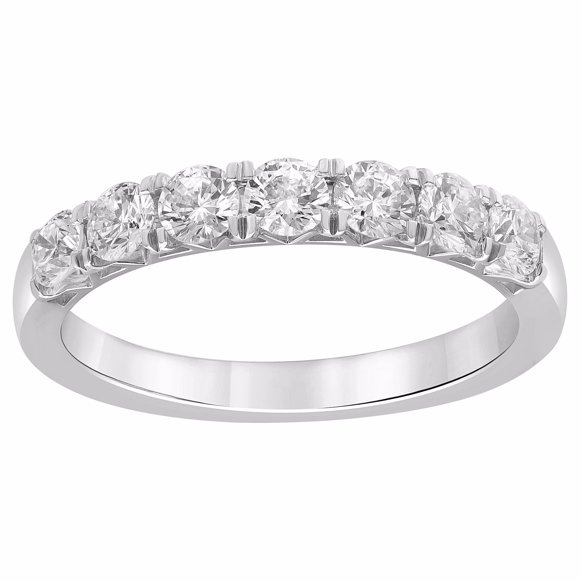 Unique Moments 1 Ct. Round Lab Grown Diamond Band in Sterling Silver Jewelry for Women(Size 5)