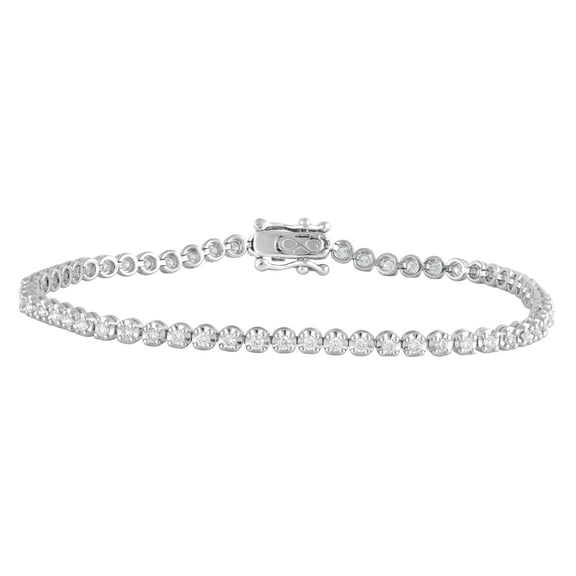 Unique Moments 1 Ct Round Lab Grown Diamond Bracelet in Silver for Women (J-SI-I1)