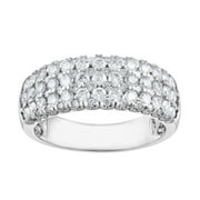 UNIQUE MOMENTS 1 Ct Round Lab Grown Diamond Cluster Engagement Ring in Sterling Silver (H-I, SI-I1)