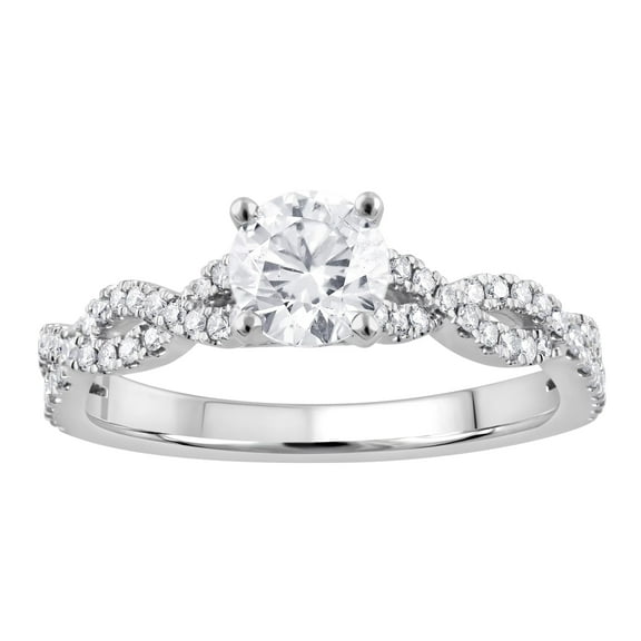 Unique Moments 1 Ct Round Lab Grown Diamond Engagement Ring in 10K White Gold (J, SI-I1)