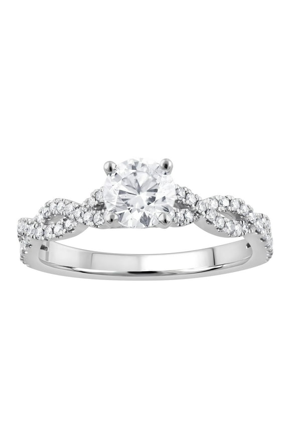 1 Ct Round Lab Grown Diamond Engagement Ring in 10K White Gold (J, SI-I1)