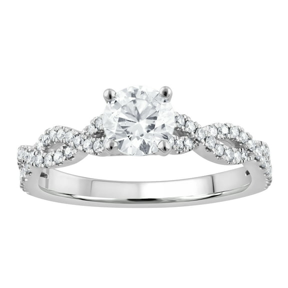 Unique Moments 1 Ct Round Lab Grown Diamond Engagement Ring in 10K White Gold for Women (J, SI-I1)