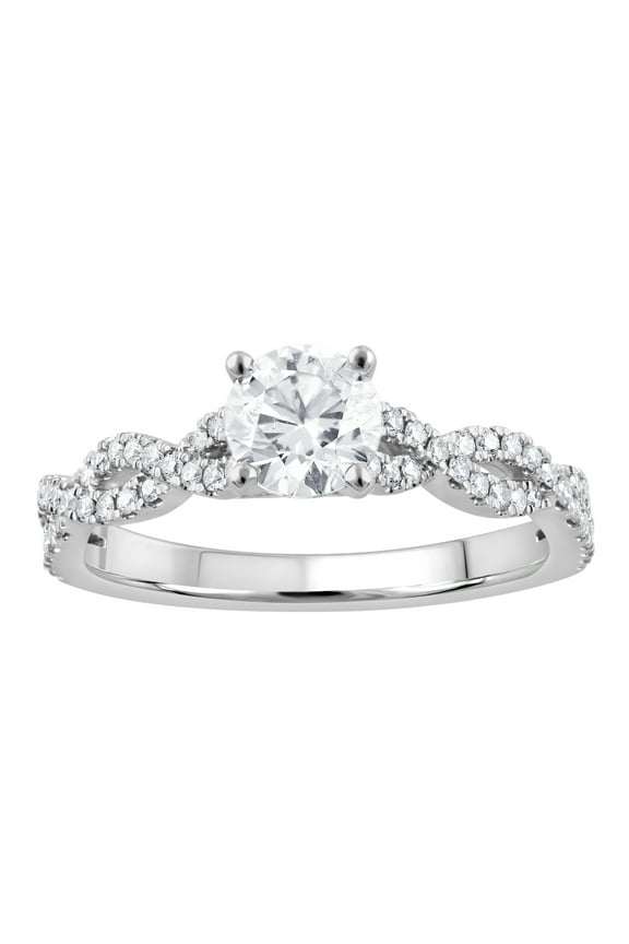 1 Ct Round Lab Grown Diamond Engagement Ring in 10K White Gold for Women (J, SI-I1)