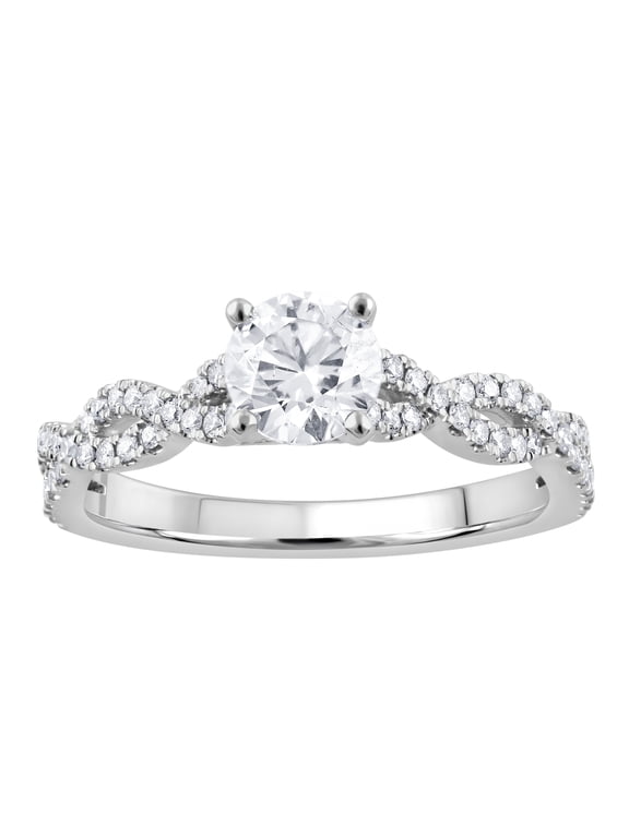 1 Ct Round Lab Grown Diamond Engagement Ring in 10K White Gold for Women (J, SI-I1)