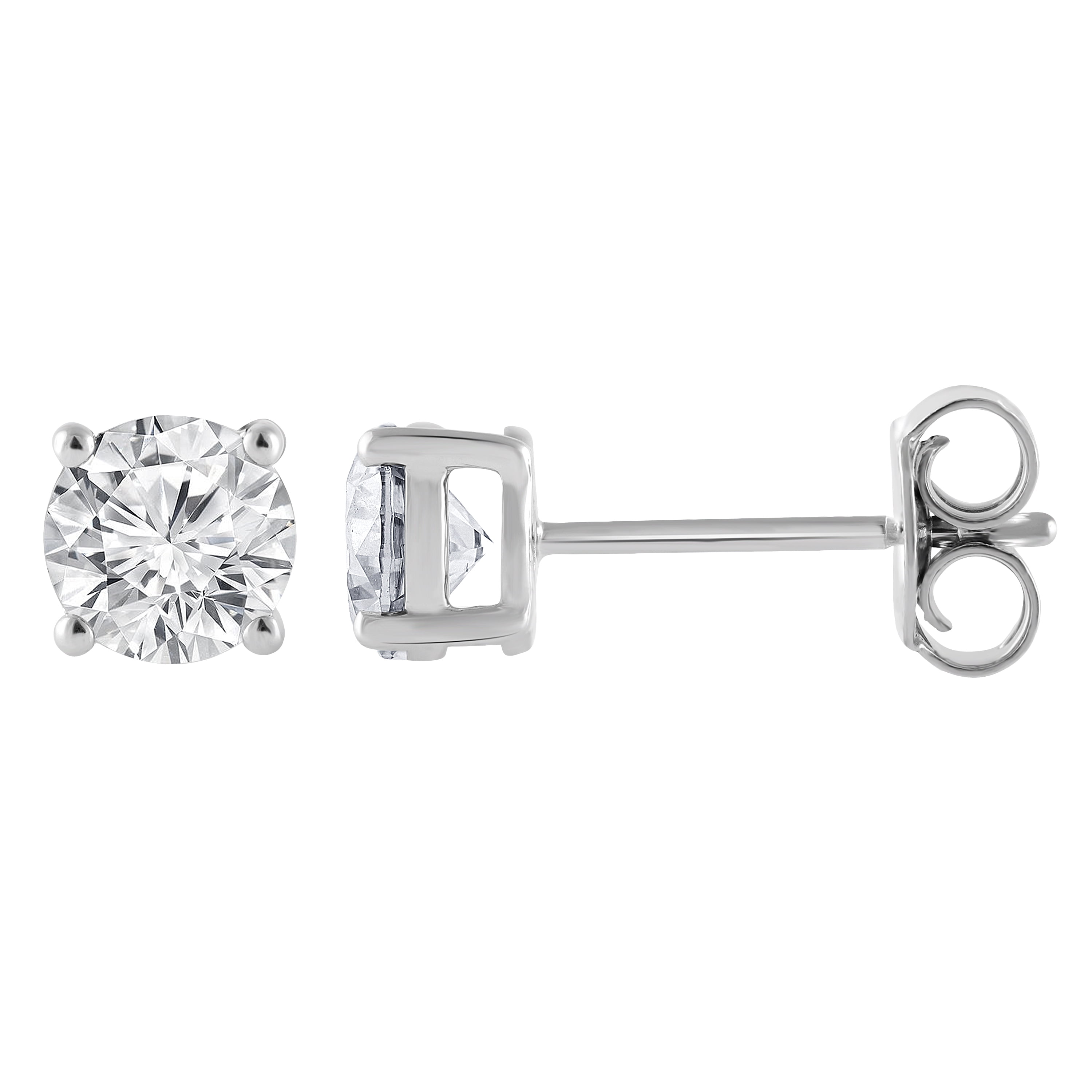 Unique Moments 1 Ct Round Lab Grown Diamond Stud Earrings in 10K White Gold for Women (J, SI-I1)