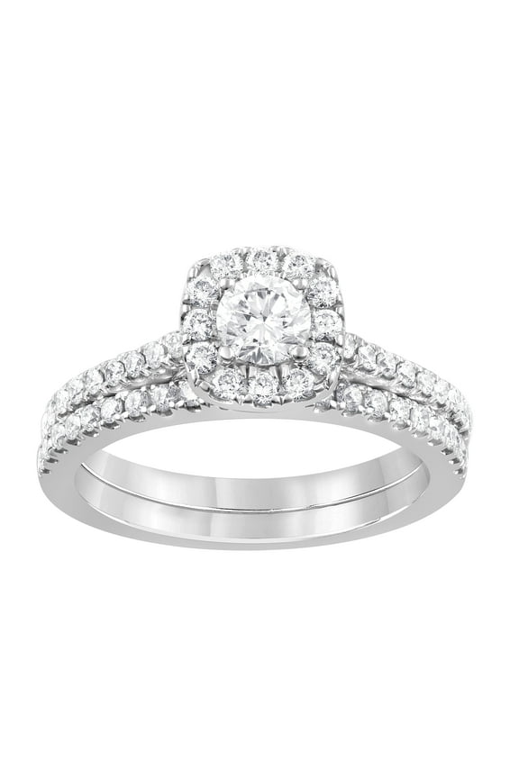 Unique Moments 1 Ctw Lab Grown Diamond Cushion Bridal Set in 10K White Gold