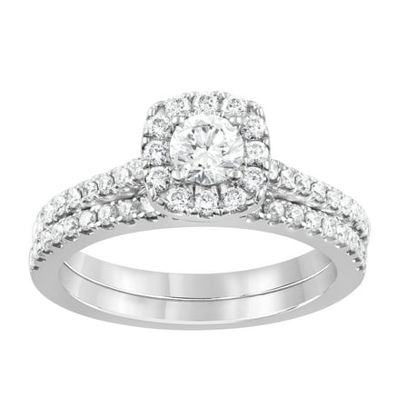 Unique Moments 1 Ctw Lab Grown Diamond Cushion Bridal Set in 10K White Gold