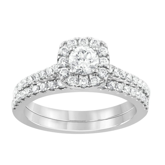 Unique Moments 1 Ctw Lab Grown Diamond Cushion Bridal Set in 10K White Gold