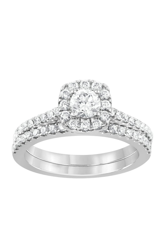 Unique Moments 1 Ctw Lab Grown Diamond Cushion Bridal Set in 10K White Gold